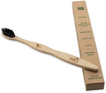 Biodegradable Eco-Friendly Natural Bamboo Charcoal Toothbrushes - Pack of 4 - Numbered - Charcoal Infused Bristles