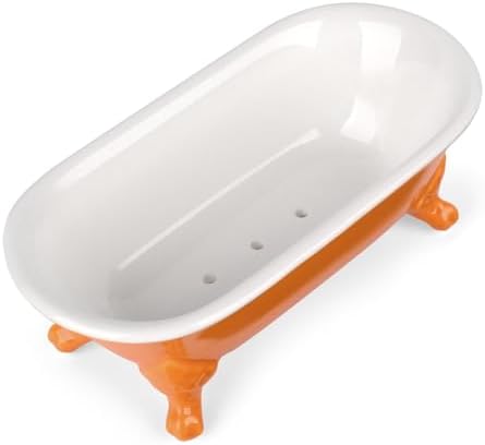 6.5" Mini Clawfoot Bathtub Soap Dish,Bar Soap Holder,Tangerine