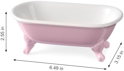 6.5" Ceramic Mini Clawfoot Bathtub Soap Dish,Bar Soap Holder,Pink