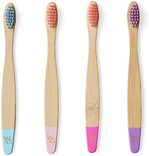 Wild & Stone Organic Children's Bamboo Toothbrush | 4 Pack Candy Colour | Soft Fibre Bristles | 100% Biodegradable Handle | BPA Free | Vegan Eco Friendly Kids Toothbrushes