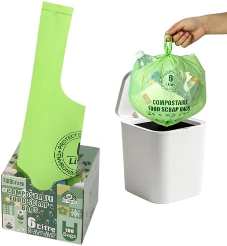 Small Trash Bags with Handles for Countertop Bin 1.2 Gallon,Food Scrap/Waste Bags for Kitchen,100 Count, 6 Liter