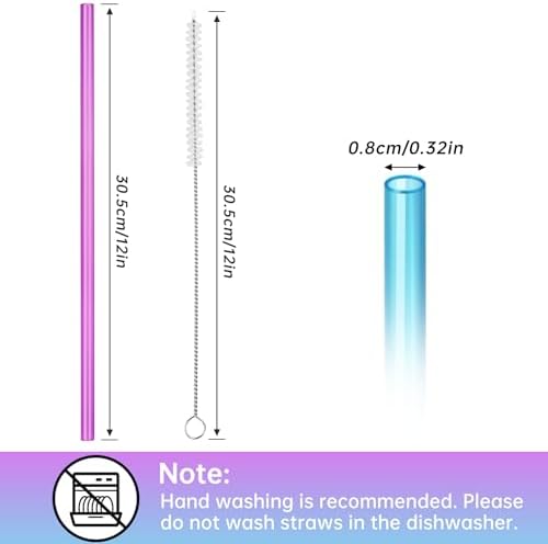 NiHome 12-Pack Plastic Reusable Straws Fit for Stanley 40 30 64 oz Tumbler