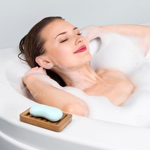 2 Pack FSC Bamboo Soap Holder, Slotted Self-Draining Dish, Acacia Style