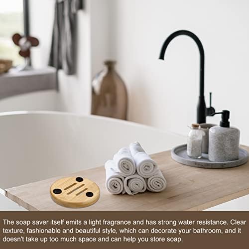 uxcell Wooden Soap Dish, 4Pack Natural Bamboo Soap Saver Tray Self Draining Soap Holder for Bathroom, Bathtub, Kitchen Sink