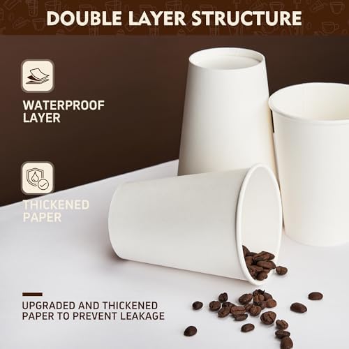 YEEHAW 16 oz 500 Pack White Disposable Paper Coffee Cups