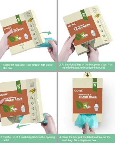 Small Compost Bags 1.2 Gallon 125 Count, AYOTEE Drawstring Mini Trash Bag, Strong Compostable Trash Bags Small Bathroom Trash Bags for Home Kitchen Office Fit 4.5-5 Liter Trash Can, 1-1.5 Gal