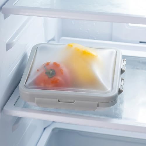 Reusable Silicone Food Storage Container with Lid Avocado Saver(6.5 cups/0.4 gal), Onion Keeper, Silicone Kitchen Organizers for Fridge
