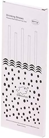 Dakoufish 12 Piece 12 Inch Reusable Plastic Thick Drinking Straws BPA Free Mason Jar Straws Transparent Small Stripe (12inch, Mix 12color)