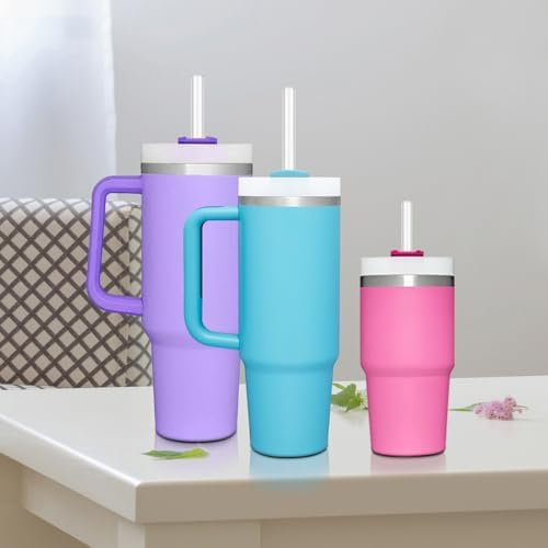 12 PCS Replacement Straws for Stanley|Owala|Simple Modern 40oz 30oz Tumbler, Reusable Clear Drinking Straws with Cleaning Brush for Stanley Cup Accessorie,BPA Free, Dishwasher Safe