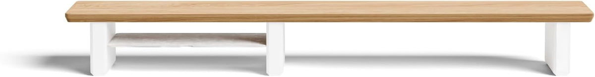 Raico Desk Cockpit Shelf Monitor Stand System Dual Screen Setup Wood Large Desk Accessory Organizer Unit (Oak, Medium v2 | 36 Inches)