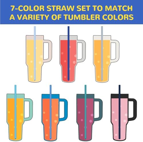 Tomorotec 15PCS Silicone Drinking Straws Fit for Stanley 40oz 30oz Tumbler