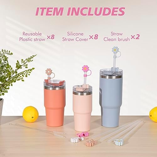Jetstop Straw with Cover fit Stanley Quencher H2.0 14-40 oz Tumbler, 8pk
