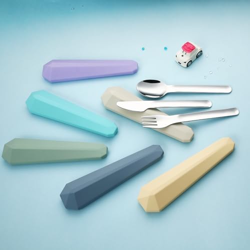 DEVICO Utensils for Lunch Box, 4Pcs Travel Silverware Set with Case, Blue