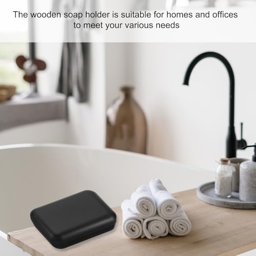 uxcell Wooden Soap Holder, Self-Draining Soap Box with Lid Wooden Soap Bar Tray for Shower Bathroom Kitchen, White 2pcs