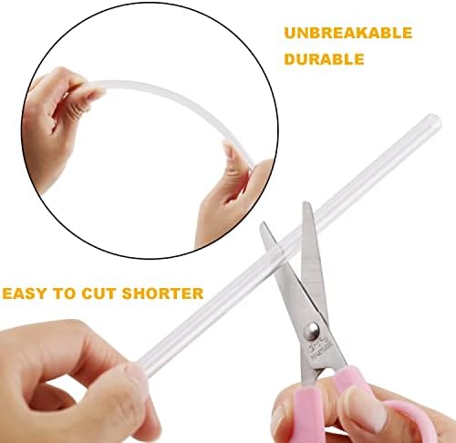 15 Pieces 10 Inch Clear Reusable Plastic Replacement Drinking Straws, Fit for 24 oz 32oz 40oz Mason Jars, Tumblers, BPA Free Unbreakable Drinking Straws with Cleaning Brush