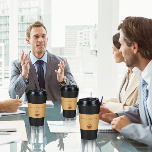 Lamosi 100 Pack 16 oz Coffee Cups, Disposable To Go Paper Cups with Lid