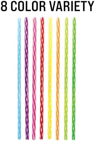 24-Pack, Reusable Straws - Rainbow, Plastic Straws Reusable, BPA Free, Dishwasher Safe, Multicolor, Replacement for Tumblers, Fits 20oz 30oz 40oz
