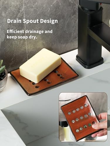 Bar Soap Holder Shower, Ceramic Bathroom Soap Dish with Drainage