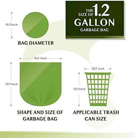 Compostable Trash Bags - FORID 1.2 Gallon Small Garbage Bags 150 Count Mini Strong Trash Can Liners 5 Liter Unscented Wastebasket Bags for Kitchen Bathroom Office Home Garbage Can (5 Rolls/Green)