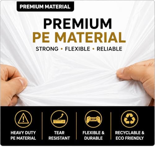 Reusable Heavy Duty White Plastic Shopping Bags with Handles, T-Shirt Grocery Carrier Bags, 12 x 18 x 24 Inch, HDPE Retail, Convenience Store & Takeout Bags, 1000 Pack