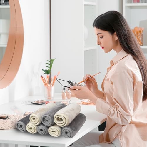 Nugilla Makeup Remover Cloths, 8 Packs Makeup Remover Towels Reusable Face Wash Cloth, Soft Makeup Removal Microfiber Face Cloth for Women(Beige/Cool Grey)