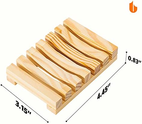 Natural Wooden Soap Dish for Shower Self Draining Bar Soap Holder 1Pack
