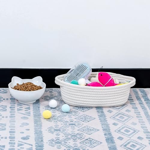CubesLand Small Woven Rope Toys Basket for Organizing Set 5