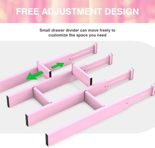 ANTOWIN Expandable Bamboo Drawer Dividers Organizers, Drawer Separators Splitter, 17-22 inches Long Adjustable Spring-loaded Organizer for Large Utensil, Clothes, Tools(Pink)