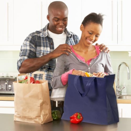 50pcs Reusable Grocery Bags with Handles Non Woven Shopping Tote Bags Bulk