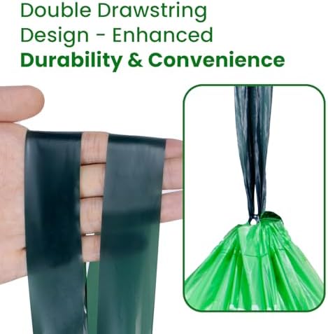 3 Gallon Compostable Trash Bags Drawstring, Heavy Duty Extra Thick 0.9 Mil, 45 Bags, Fits 2.6, 3, 4, 5 Gallon Countertop Bin Kitchen Food Scrap Waste Bag, ASTM D6400