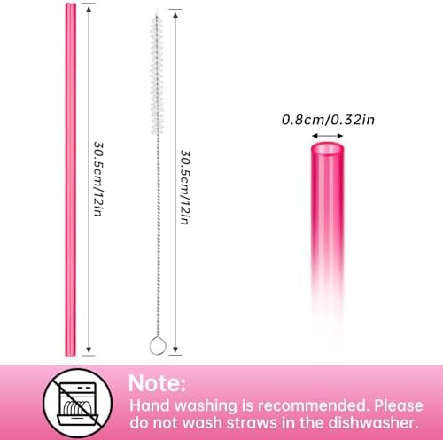 NiHome 12-Pack Plastic Reusable Straws Fit for Stanley 40 30 64 oz Tumbler