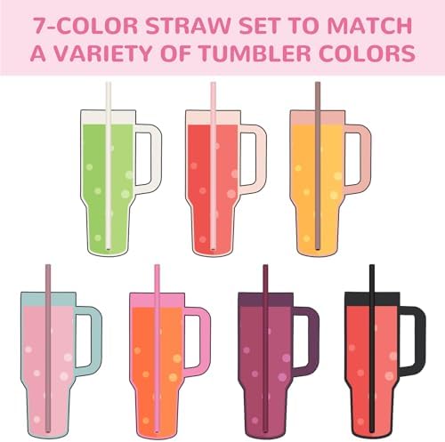 Tomorotec 15PCS Silicone Drinking Straws Fit for Stanley 40oz 30oz Tumbler