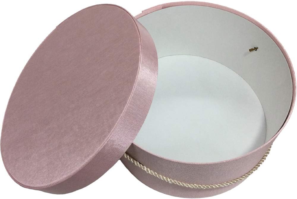 Sarah's Hat Boxes Classic Pink Hat Box – 14.75" x 7.5" (Dia. x Ht.) Handmade in USA – Odorless Non-Toxic Adhesive, Cording Handle – Premium Storage for Hats & Accessories