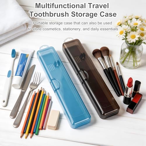 Travel Toothbrush Holder (10-Pack, Gray,Blue)