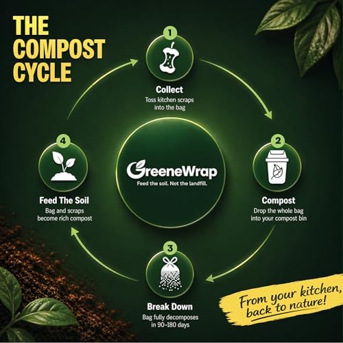 30-35 Gallon Compostable Trash Bags with Flat Top, 20 Count, Heavy Duty 1.6 Mil, Large Outdoor Yard Waste Bags, BPI Certified, ASTM D6400, Compostable Garbage Bags, Fits 30 33 35 Gallon