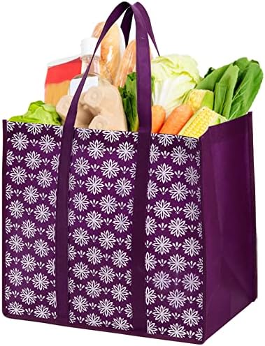 Frcctre 12 Pack Reusable Grocery Bags, Large Foldable Shopping Tote Bags with Long Handles Heavy Duty Reusable Bags for Shopping Groceries Clothes - 6 Assorted Colors