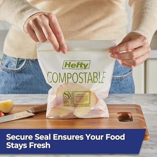 Hefty Compostable Press-To-Close Sandwich bags, 50 Count