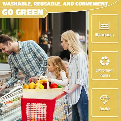 Windyun Reusable Grocery Bags Large Non Woven Shopping Bags with Handles Foldable Portable Tote, 16x6x12 Inch