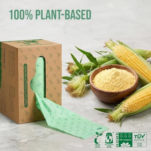 50 Home Compostable Trash Bags 1.6 Gallon Easy Tie Handles