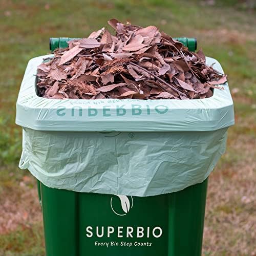 SUPERBIO 33 Gallon Compostable Yard Waste Bags, 40 Count