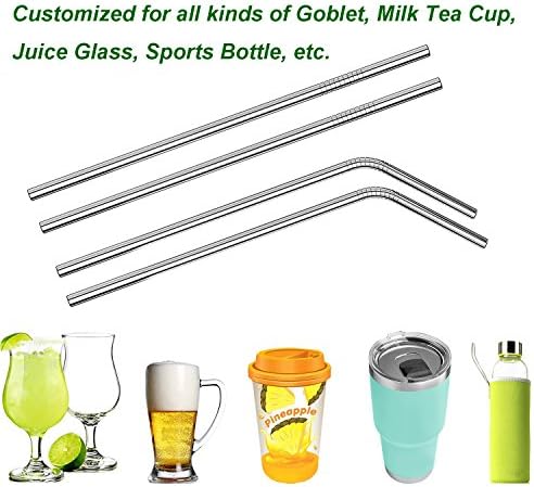 VEHHE Metal Straws, Stainless Steel Reusable Straws Set (2 Straight|2 Bent)