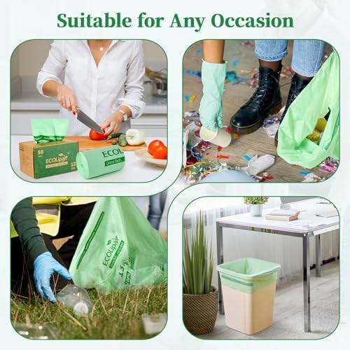 ECOLipak 13 Gallon 50 Count Compostable Kitchen Trash Garbage Bags
