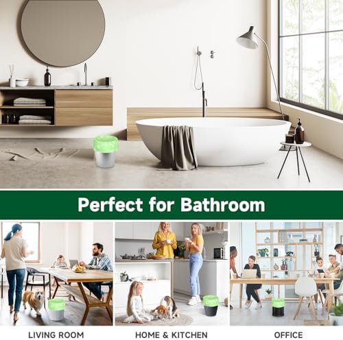 Biodegradable Small Trash Bags 4 Gallon, 105 Counts Unscented Bathroom Trash Bags, Easy Tearing Small Garbage Bags for Bathroom Bedroom Office, Green
