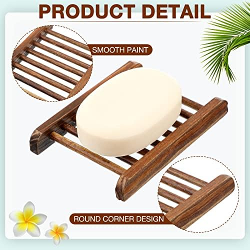 Potchen Bamboo Soap Dish Wooden Hand Craft Soap Case for Shower Rectangular Bathtub Shower Dish Accessories for Home Bathroom Kitchen Sponges(Charcoal,50 Pack)