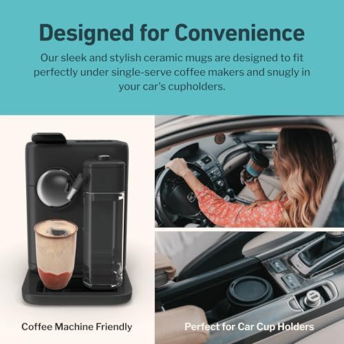 NOVA CERAMICS Travel Mugs - Ceramic Tumbler With Lid – Ceramic Travel Mug To Go Cup – Microwave & Dishwasher Safe Ceramic Coffee Tumbler - Gifts For Women Men Him Her – 12oz – Jupiter