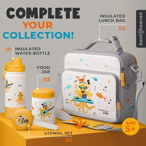 Bentoheaven Kids Utensils Set with Case, Reusable Fork & Spoon, Octopus