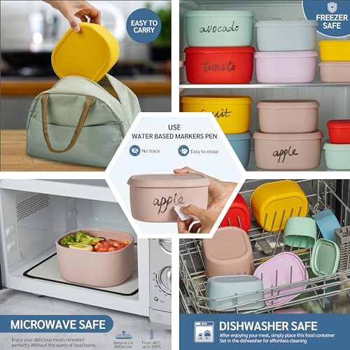 ISSEVE 12Pcs/Set Nesting Silicone Food Storage Containers with Lids