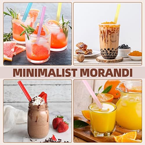 10Pcs Disposable Plastic Drinking Smoothie Straws,with 2 Brushe 10 Colors BPA FREE Food-Grade Jumbo Straws for Smoothies,Bubble Tea Milkshake