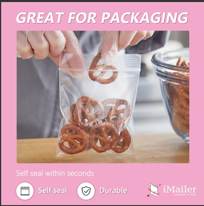 iMailer - 100 Pcs- 6" x 9" Plastic Zip Poly Bags- Clear Resealable Zip Bag for A7 A8 A9 Cards & Envelopes, Bakery, Cookies, Candies