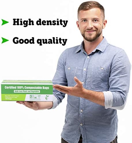 Compost Bags, Compostable Trash Bags 3 Gallon Compostable Bags Small Compost Bags for Countertop bin Extra Thick 0.71 Mil. ASTM D6400 Certified By BPI and TÜV AUSTRIA (3 Gallon, 100 Units)